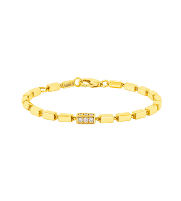 Block Chain Single Baguette Triple Pave Diamond Link Bracelet