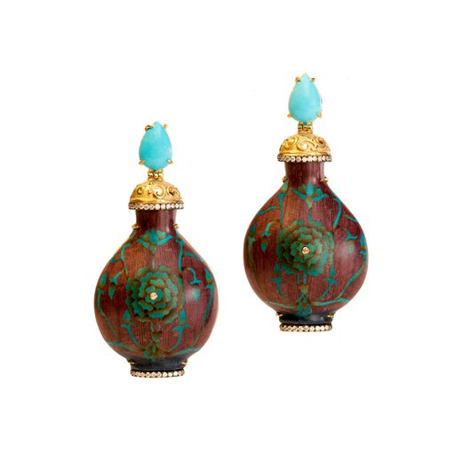 Snuff Bottle Earrings with Turquoise