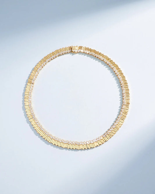 Golden Midi Stacker Diamond Tennis Necklace