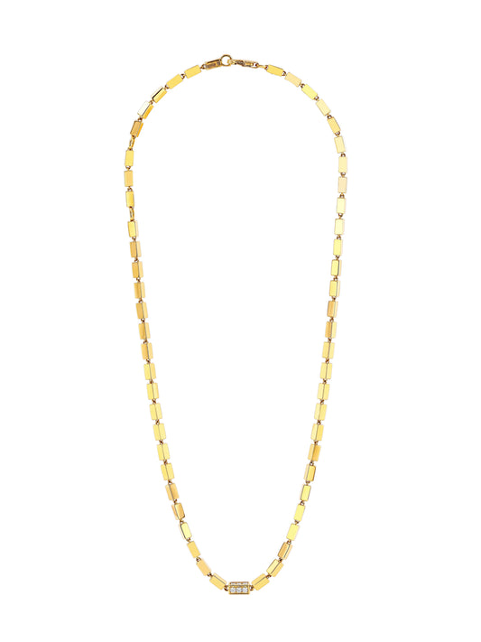 Block Chain Thick Single Pave Diamond Link Necklace