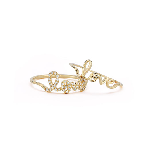 Large Pavé Love Script Ring