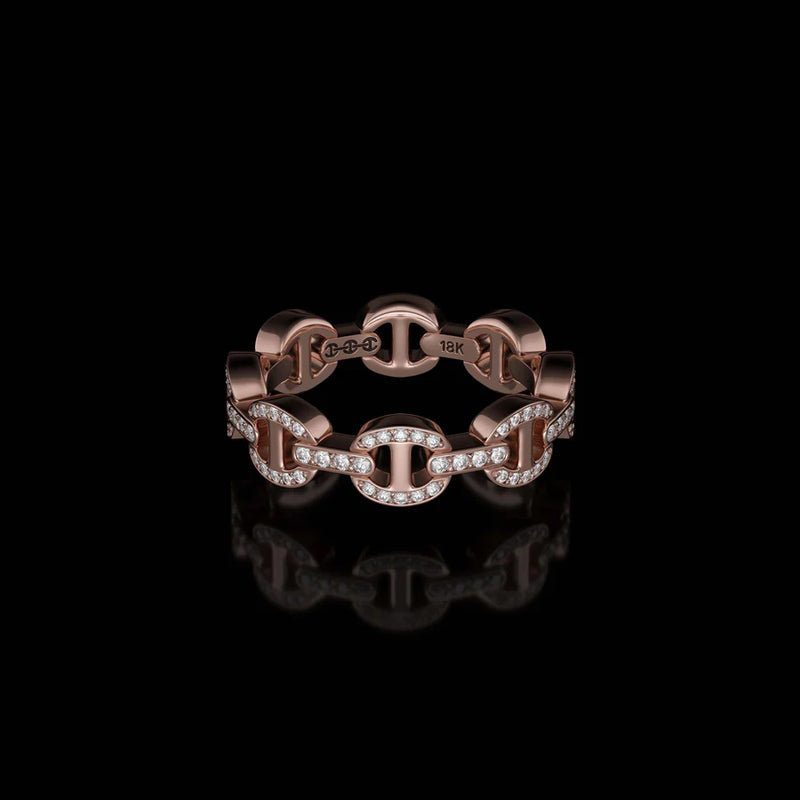 Dame Tri-Link Antiquated Ring - Rose Gold