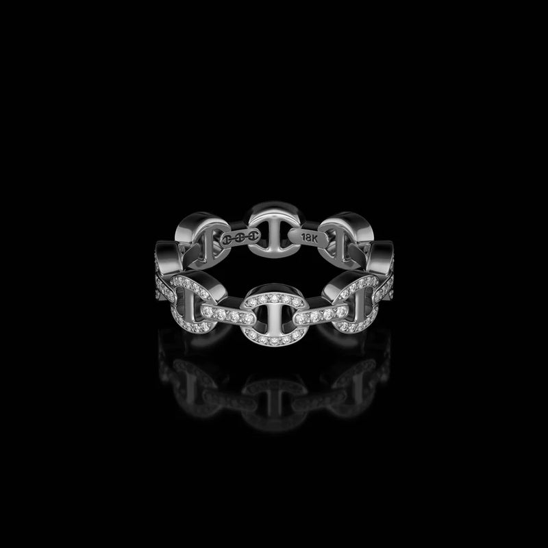 Dame Tri-Link Antiquated Ring - White Gold