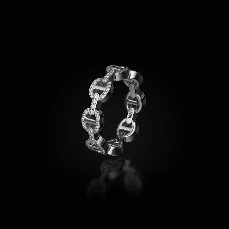 Dame Tri-Link Antiquated Ring - White Gold