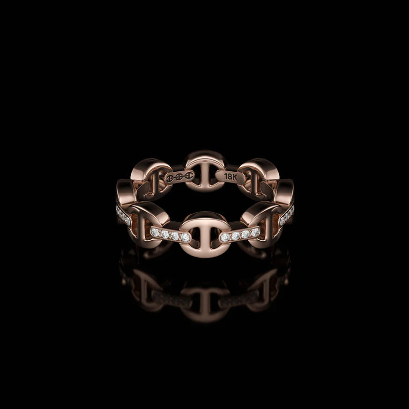 Dame Tri-Link with Diamond Bridges Ring - Rose Gold