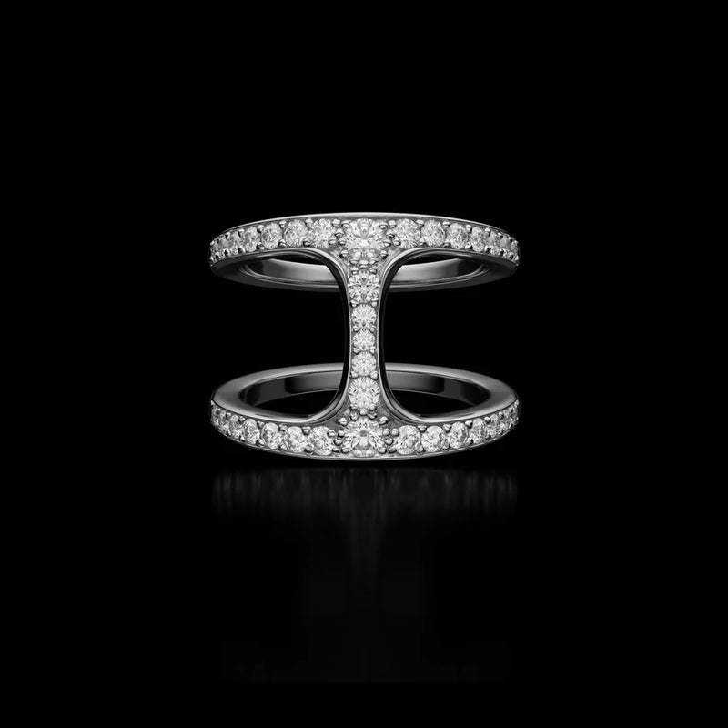 Dame Phantom Ring with Diamonds in White Gold