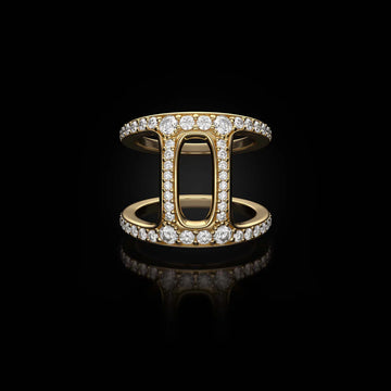 Phantom II Ring, Yellow Gold + Diamonds