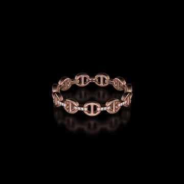 Micro Dame II Ring with Diamond Bridges, Rose Gold