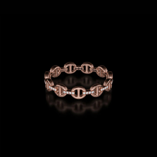 Micro Dame II Ring with Diamond Bridges, Rose Gold