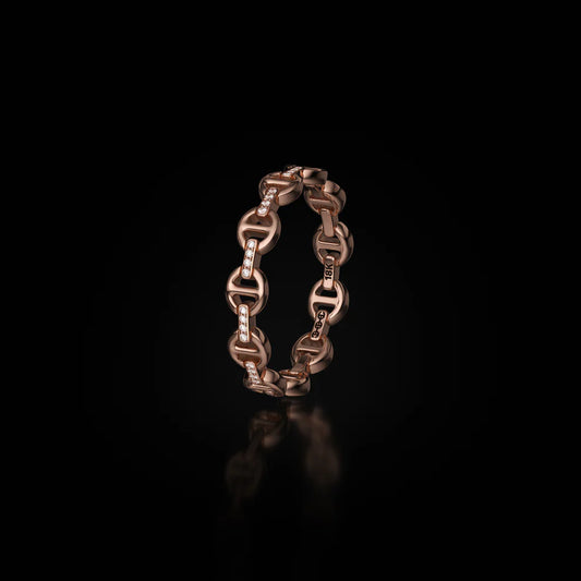 Micro Dame II Ring with Diamond Bridges, Rose Gold