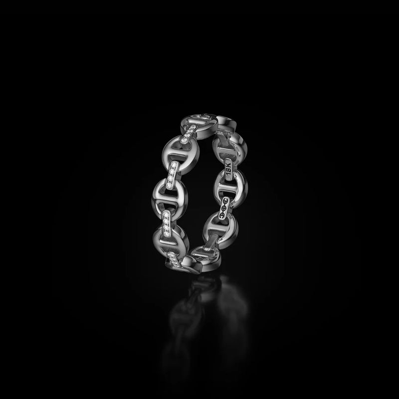 Micro Dame III Ring with Diamond Bridges, White Gold