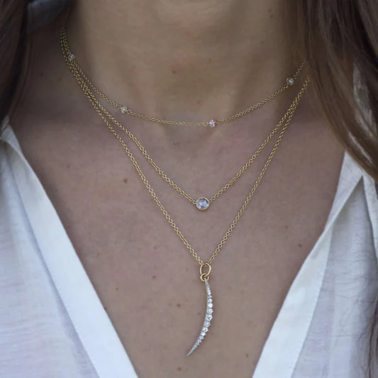 Small Ophelia Crescent Moon Charm with Pave