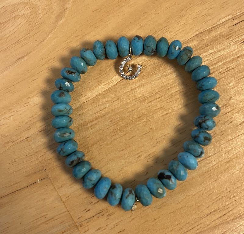 Starburst Horseshoe Charm Bracelet, Turquoise