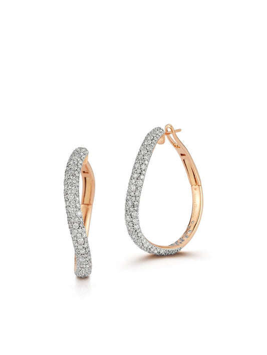 Julian 18k Yellow Gold and White Diamond Curved Hoop Earrings