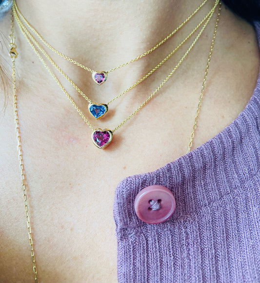 Blue Zircon Heart Pendant