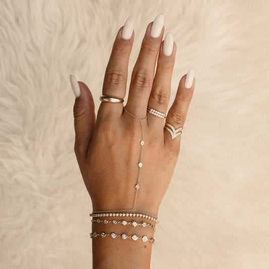 3 Spaced Out Diamond Finger Bracelet