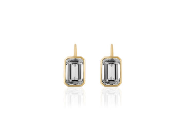 'Gossip' Rock Crystal Emerald Cut Earrings on Wire