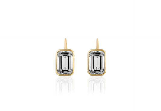 'Gossip' Rock Crystal Emerald Cut Earrings on Wire