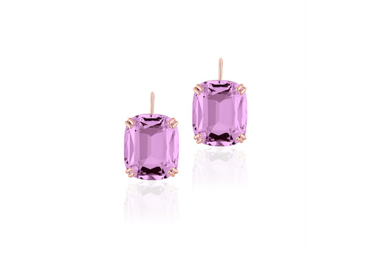 'Gossip' Lavender Amethyst Cushion Earrings on Wire