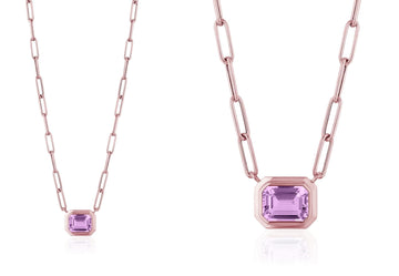 'Manhattan' Lavender Amethyst Emerald Cut East West Pendant
