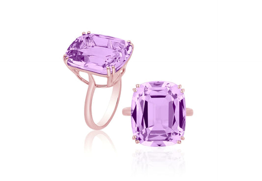 'Gossip' Lavender Amethyst Cushion Ring