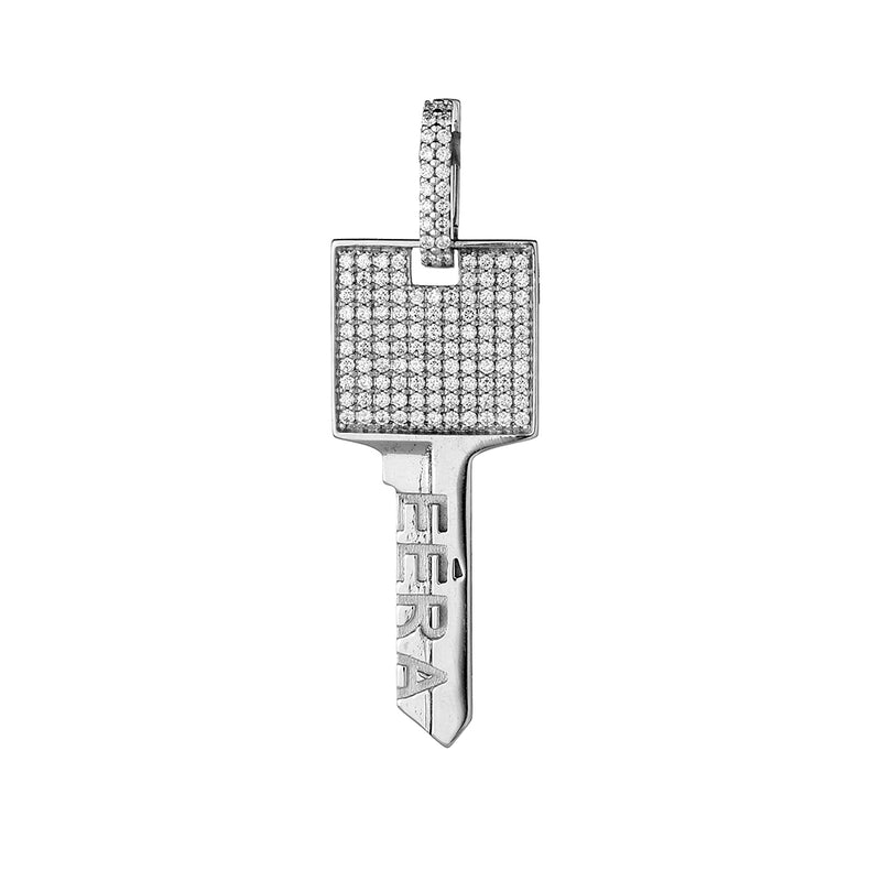 Key White Gold Pave Big Earring