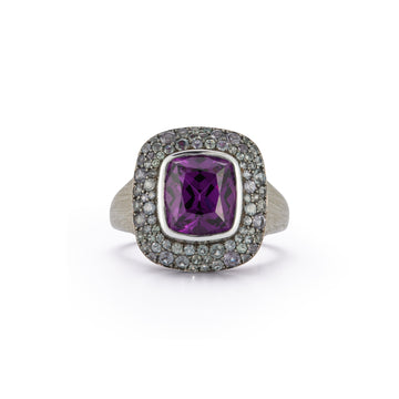 Purple Garnet Ring with Color Change Garnet Melee