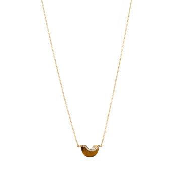 Luna Mini Tiger Eye & Diamond Pave Necklace