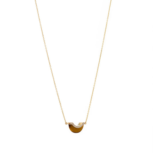 Luna Mini Tiger Eye & Diamond Pave Necklace