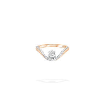 Halo Ring Half Pavé with Pear Stone