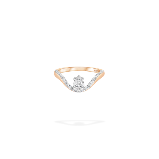 Halo Ring Half Pavé with Pear Stone
