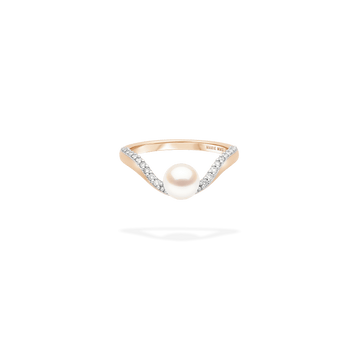 Halo Ring half pavé with floating pearl