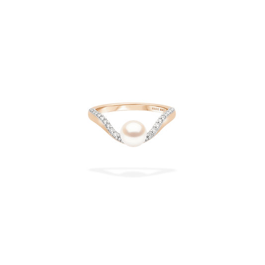 Halo Ring half pavé with floating pearl