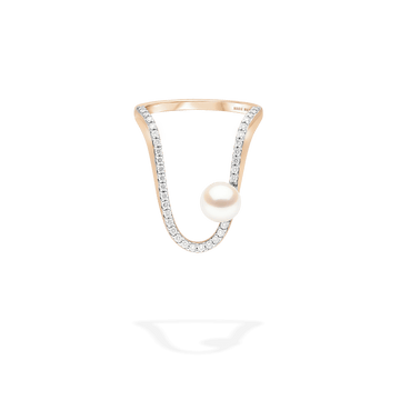Radiant Ring half pavé pearl