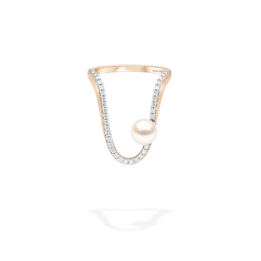 Radiant Ring half pavé pearl