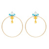 Blue Topaz and Citrine Medium Hoop Earrings