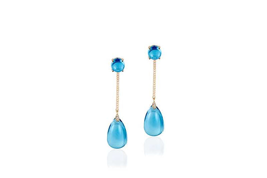 'Naughty' Blue Topaz Drop Long Earrings