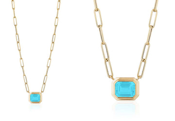 'Manhattan' Blue Topaz Emerald Cut Pendant Necklace