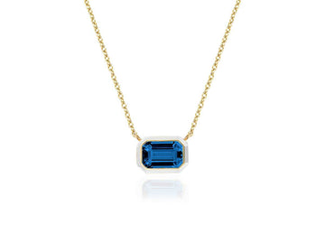 'Queen' London Blue Topaz East West Pendant