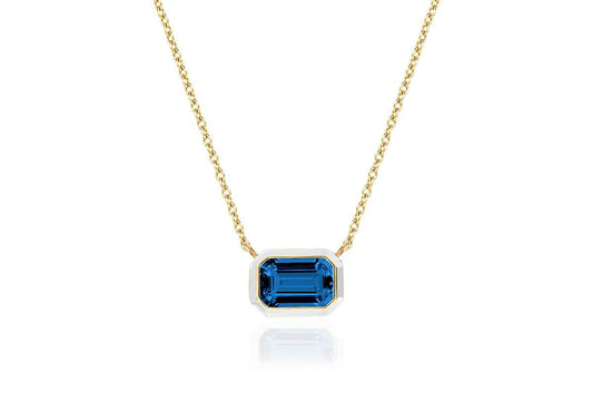 'Queen' London Blue Topaz East West Pendant