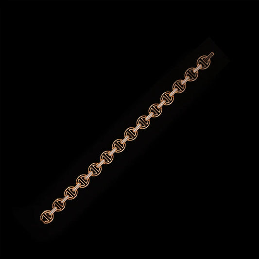 Small Link MMV Bracelet with Diamond Bridges
