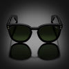 Hoorsenbuhs Model II Sunglasses, Black Frame with Vintage Green Lens and 24K Gold Trim Hardware  Vintage Green Lens Handmade in Japan