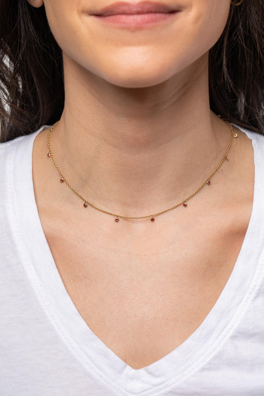 Micro Nesting Gem Eternity Necklace - Ruby
