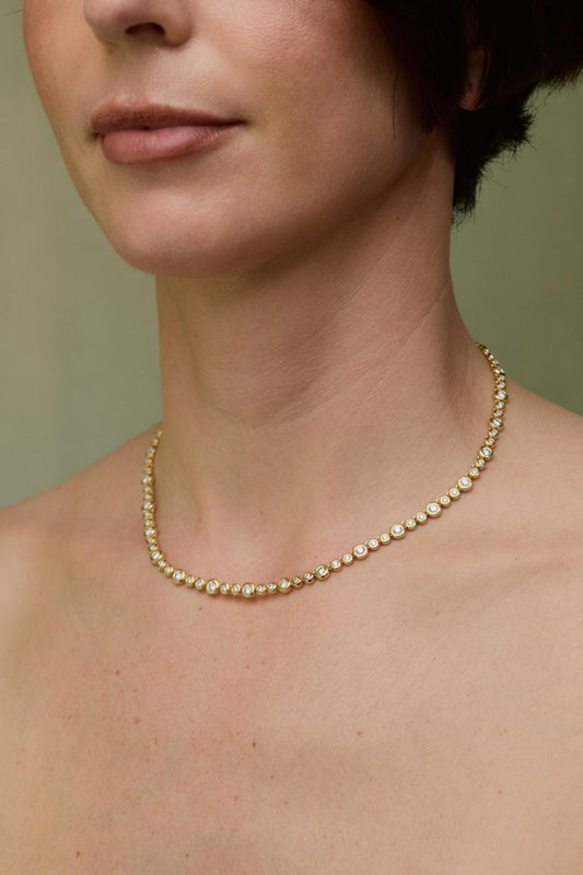 Micro Nesting Gem Tennis Necklace - Diamond