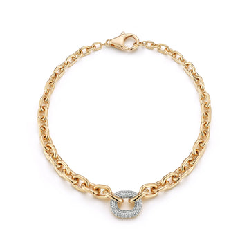 Morrell Yellow Gold Graduated Diamond Link Chain Bracelet