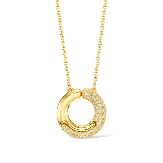 Holos Small Circle Necklace with Diamonds