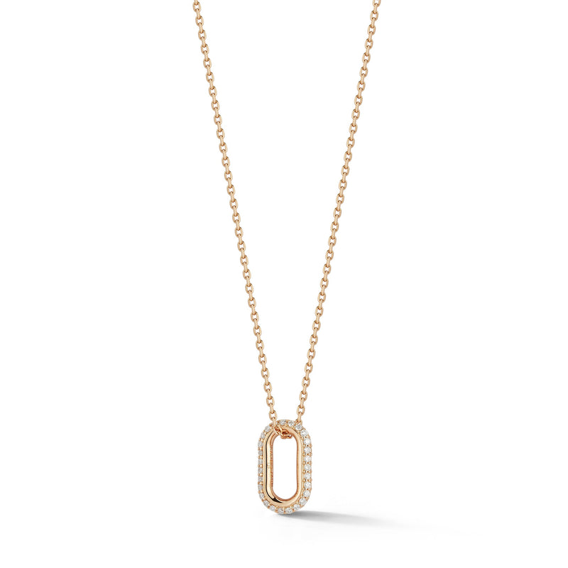 Saxon 18K Rose Gold and Diamond Mini Single Link Necklace
