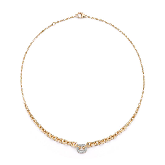 Morrell Rose Gold Graduated Link Necklace with One Diamond Link