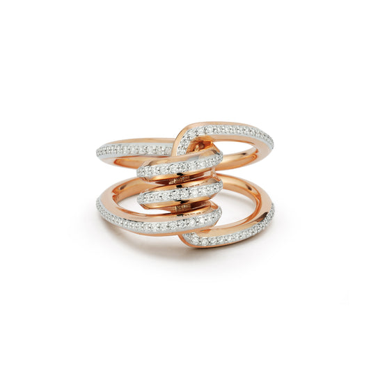 Huxley 18K Rose Gold and Diamond Single Coil Link Ring