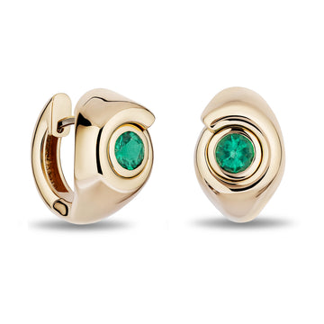 Emerald Slingshot Huggie Earrings
